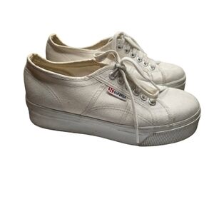 Superga White Chunky Platform Sneakers 39